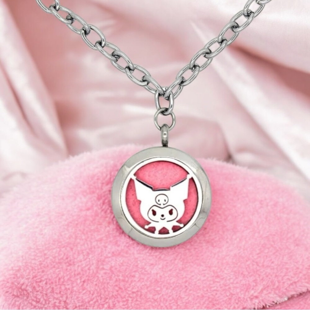 Sanrio Kuromi Titanium Steel Hollow Aromatherapy Diffuser Pendant Necklace